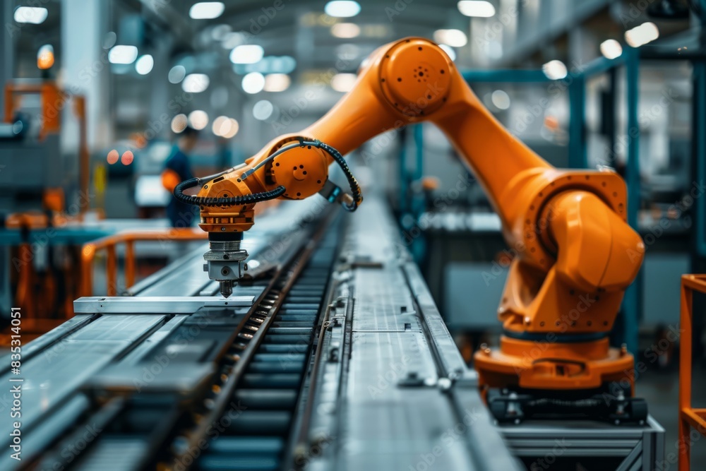 Fototapeta premium Robotic mechanical arm in a factory