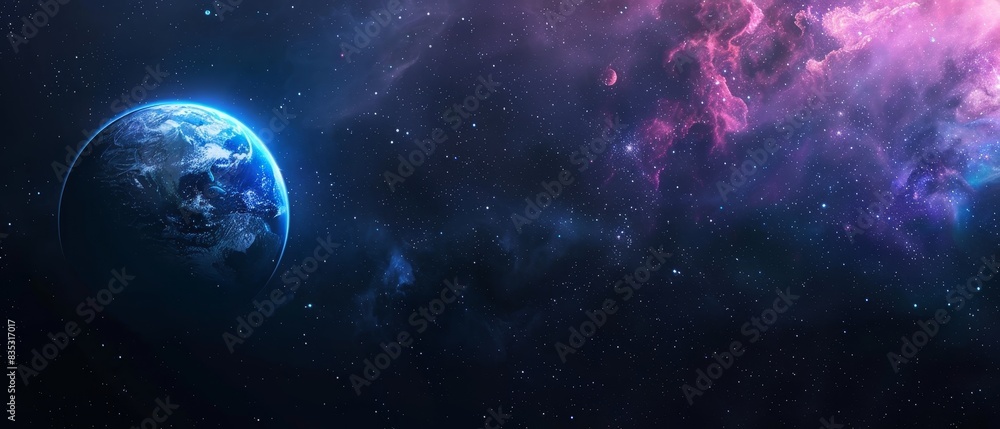 Space Galaxy and universe with earth on dark background for adventure. Space Galaxy and universe with earth on dark background for adventure.