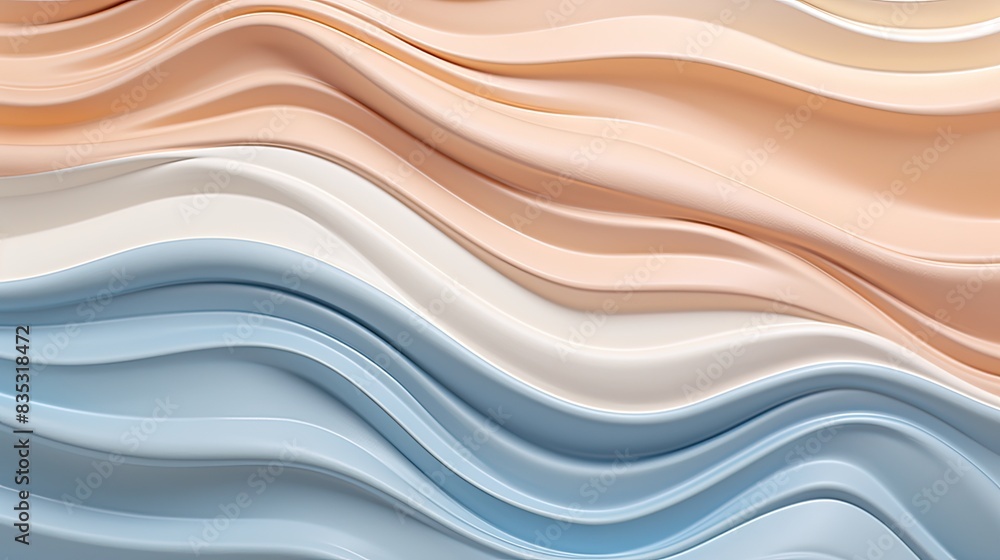 Fototapeta premium Wavy abstract background. Brightly colored polymer surface with a wavy shape. A dynamic plastic form.