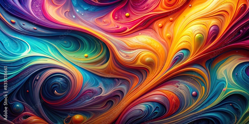Abstract liquid paint swirls in vibrant colors, creating a mesmerizing and modern wallpaper design, abstract, liquid,vibrant, colors, wallpaper, design, swirls, modern, artistic, fluid
