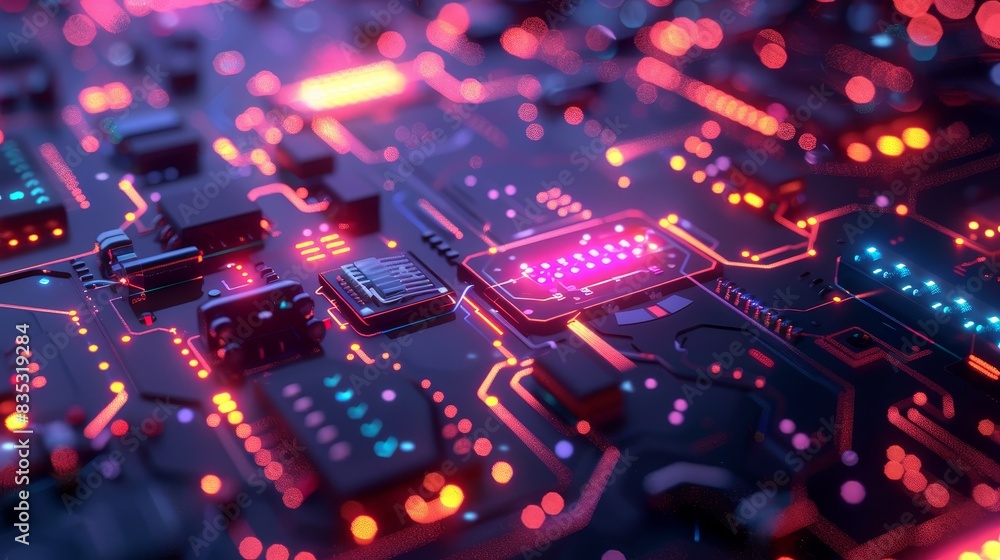 Obraz premium Modern Technology Concept: Futuristic server Abstract background circuit board futuristic server