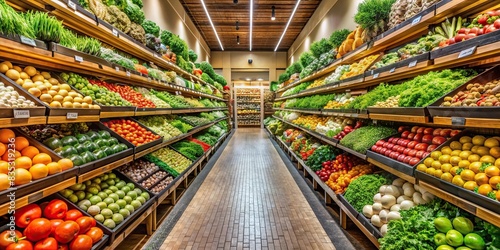 Organic grocery store aisle filled with fresh produce and products , love, romance, organic, grocery, store, fresh, produce, vegetables, fruits, healthy, lifestyle, shopping photo