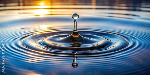 Singular water droplet creating mesmerizing wave formations on a calm lake surface , water, droplet, lake, calm, mesmerizing, wave, formations, dance, glassy, waters, serene, reflection
