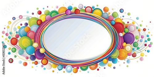 Abstract colorful circles and lines in a round frame on white background , Rainbow, circles, lines, wavy, abstract, colorful, isolated, frame, round, design, vibrant, bright, artistic photo
