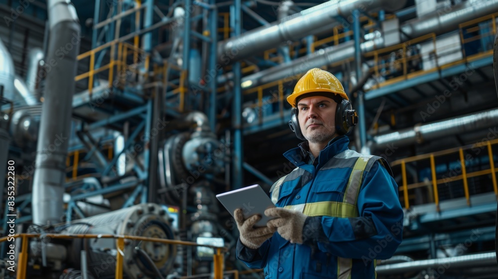 The factory worker with tablet The factory worker with tablet