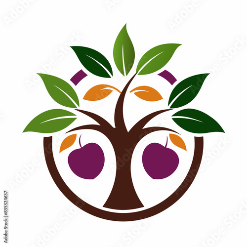 Plum tree logo vector illustration 