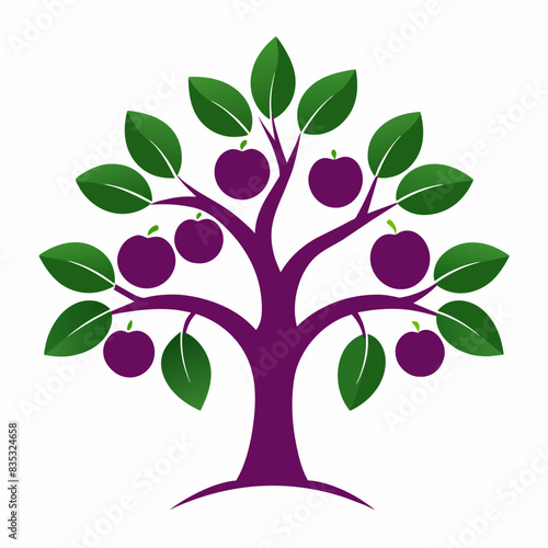 Plum tree logo vector illustration 