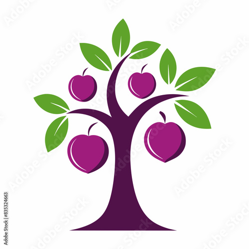 Plum tree logo vector illustration 