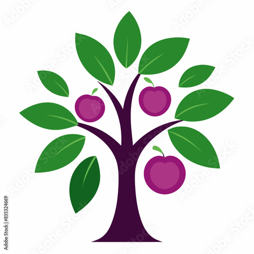 Plum tree logo vector illustration 