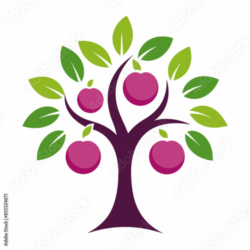 Plum tree logo vector illustration 