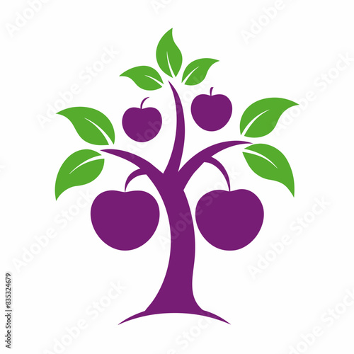 Plum tree logo vector illustration 