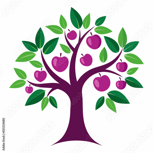 Plum tree logo vector illustration 