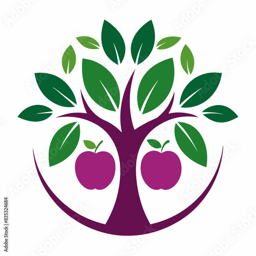 Plum tree logo vector illustration 