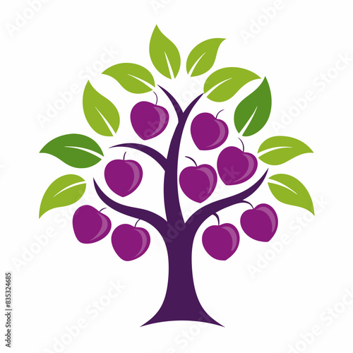 Plum tree logo vector illustration 