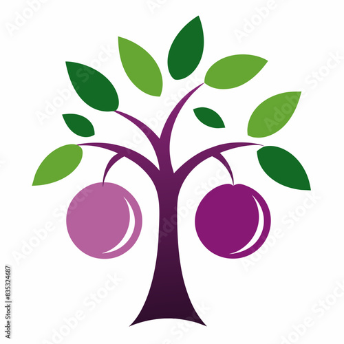 Plum tree logo vector illustration 