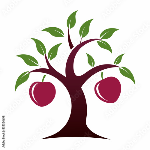 Plum tree logo vector illustration 