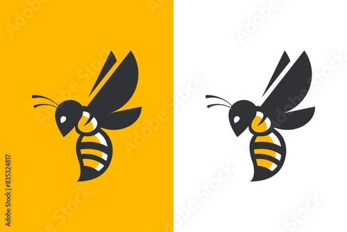 Bee Character Logo Design. Vector Bee. Bee Icon. Simple Characters of Stinging Bees.