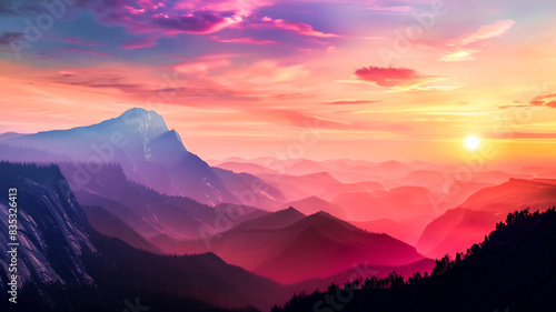 stunning nature scence,beautiful mountain view in golden hour ,sunrise or sunset with golden light.