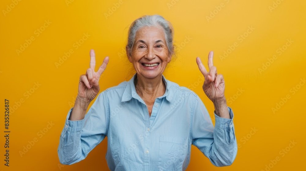 The elderly woman smiling The elderly woman smiling