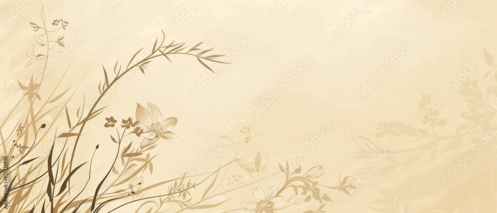 An artistic abstract background featuring stylized floral elements in a beige color scheme An artistic abstract background featuring stylized floral elements in a beige color scheme