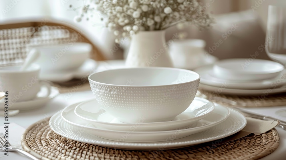 Elegant porcelain dinner set. Luxury ceramics tableware setting Elegant porcelain dinner set. Luxury ceramics tableware setting