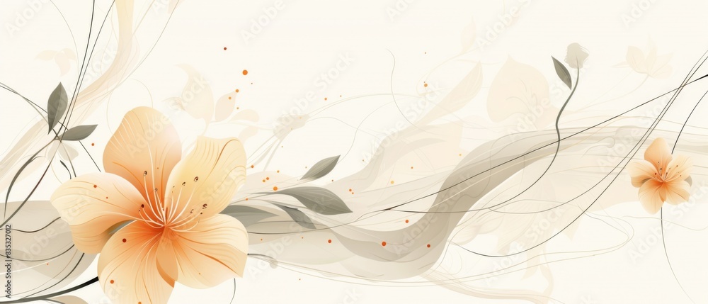 An artistic abstract background featuring stylized floral elements in a beige color scheme An artistic abstract background featuring stylized floral elements in a beige color scheme