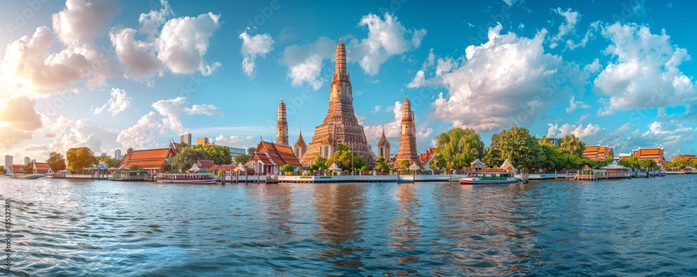 Obraz premium Wat Arun, one of Tourist attractions famous landmarks travel of Thailand.