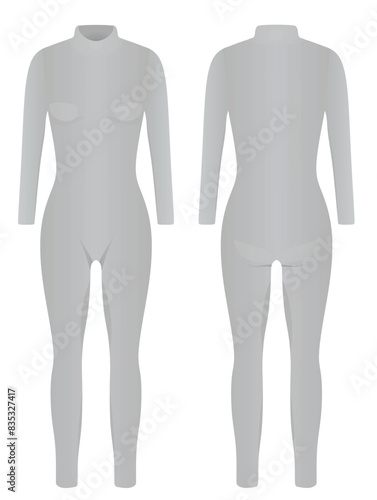 Grey woman jumpsuit. vector illustration