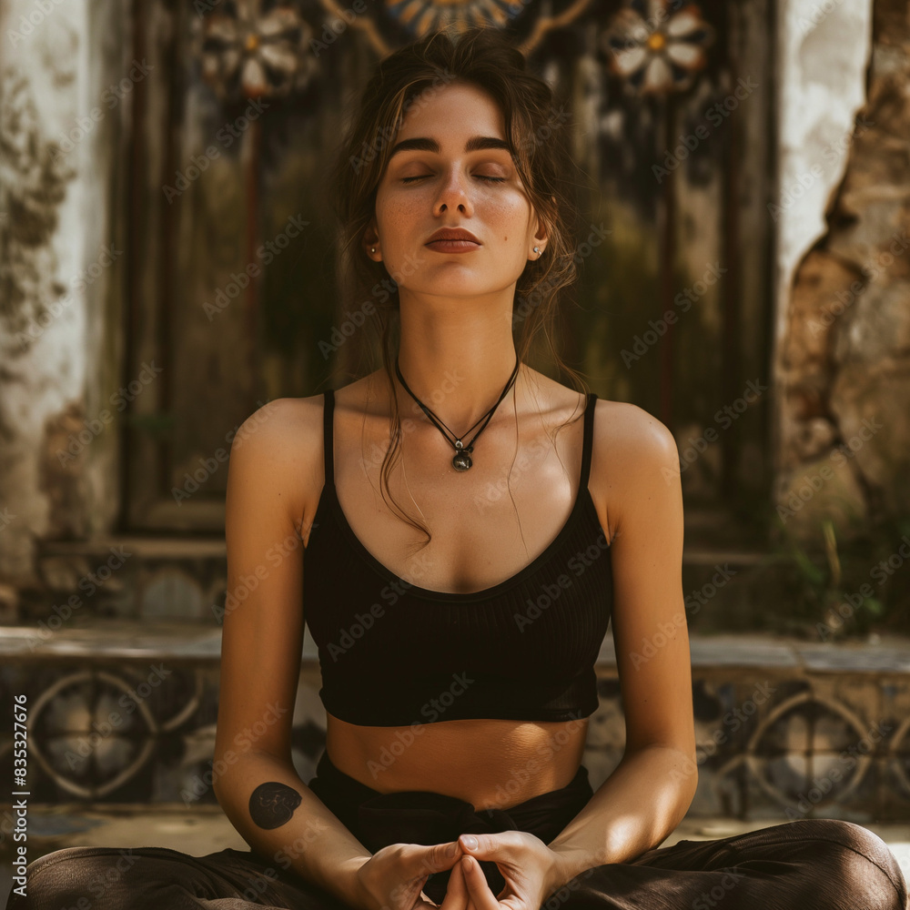 Fototapeta premium woman sitting on a bench