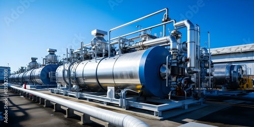 Enhancing efficiency and reliability in industrial gas production using liquid nitrogen heat exchangers. Concept Industrial Gas Production, Liquid Nitrogen Heat Exchangers, Efficiency Improvement