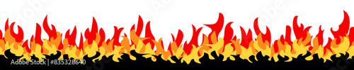 Vector background of red-orange flames, background of a burning wall of fire