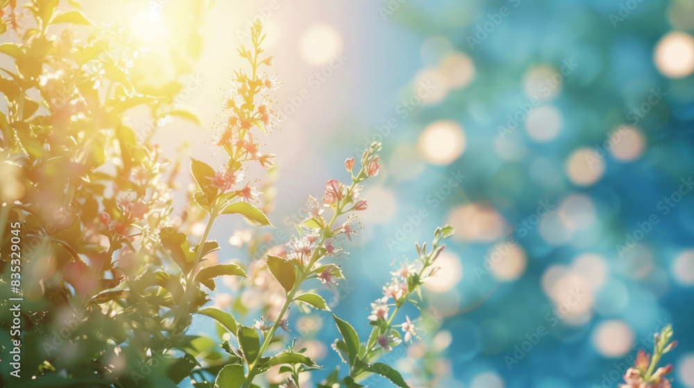 The warm glow of sunlight against a backdrop of fresh spring blue. The warm glow of sunlight against a backdrop of fresh spring blue.