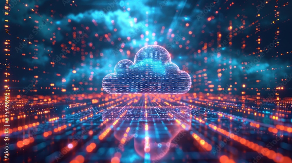 Fototapeta premium Futuristic digital cloud and circuitry visualization