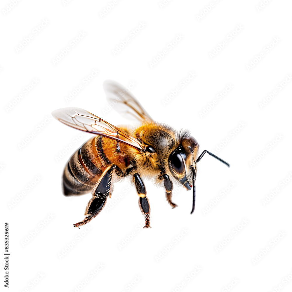 flying bee isolated on a white background, transparent PNG of a honey bee flying bee isolated on a white background, transparent PNG of a honey bee