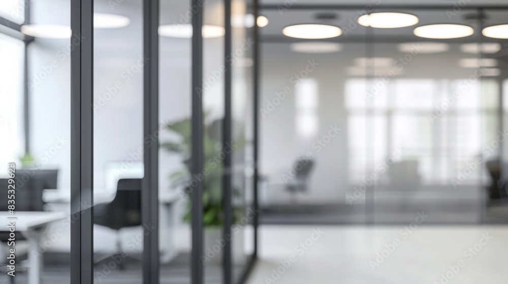 blurred background of a modern office interior in gray tones with panoramic windows blurred background of a modern office interior in gray tones with panoramic windows