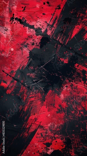 Experience the dynamic energy of a textured abstract grunge background showcasing bold blacks and vibrant reds.