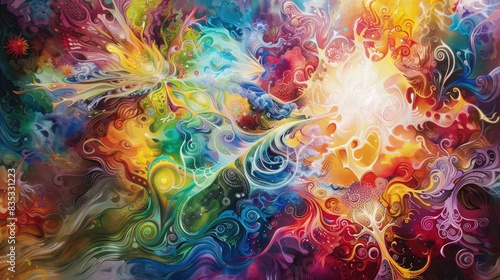 Dynamic bursts of color harmonizing with a canvas of elaborate and mesmerizing designs. photo