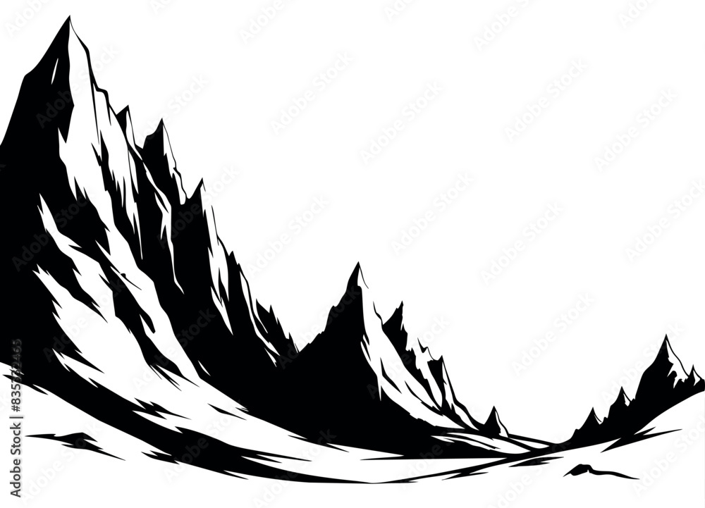 Fototapeta premium A Big Mountain with hills vector silhouette, a desert vector silhouette