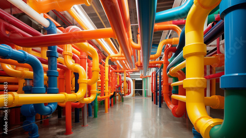 Wallpaper Mural Vibrant array of multicolored industrial plastic pipes installed at an educational training workshop Torontodigital.ca