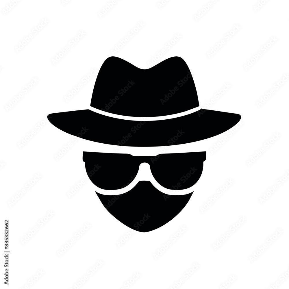 a man face with hat and sunglass vector silhouette a man face with hat and sunglass vector silhouette