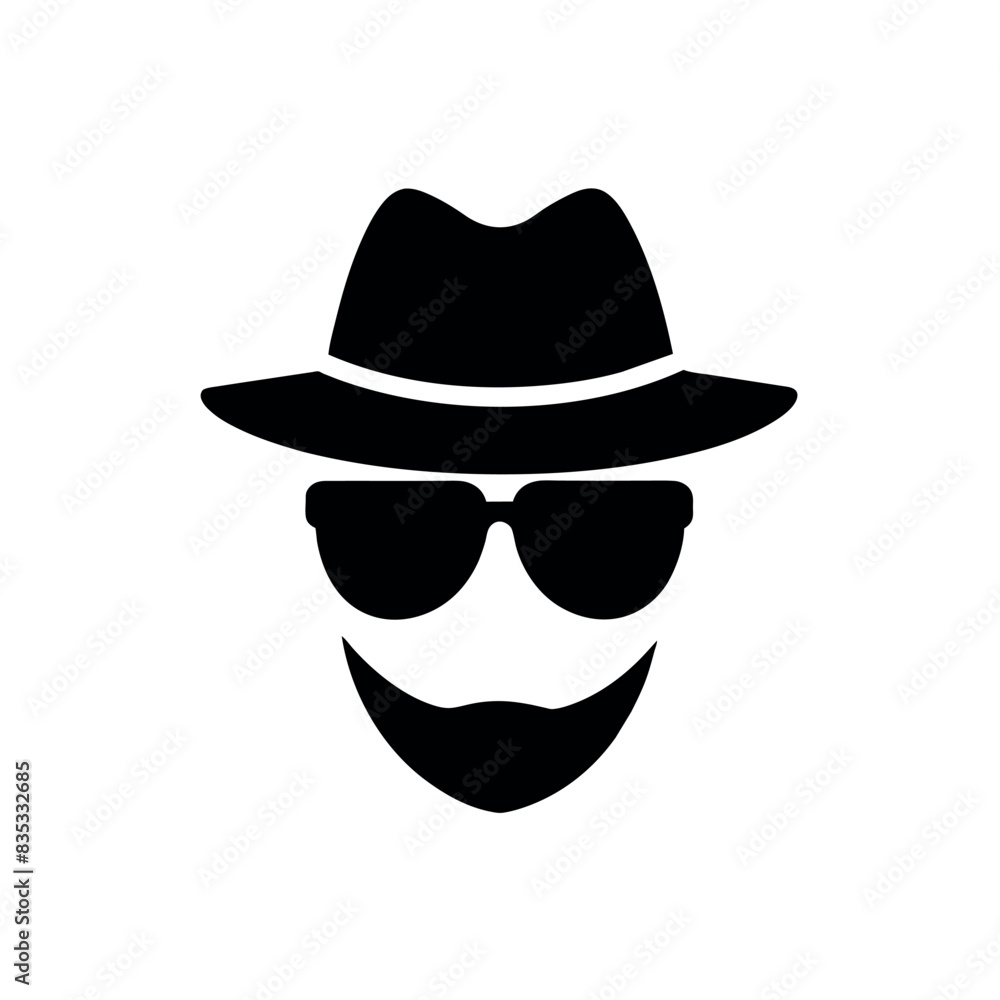 a man face with hat and sunglass vector silhouette a man face with hat and sunglass vector silhouette