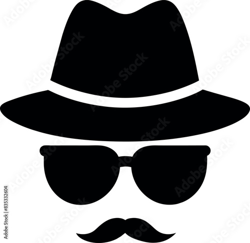 a man face with hat and sunglass vector silhouette