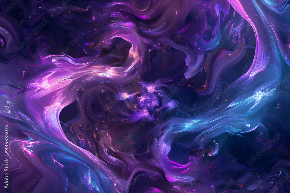 mysterious swirling shapes in purple and blue, evoking creativity and imagination. generative ai
