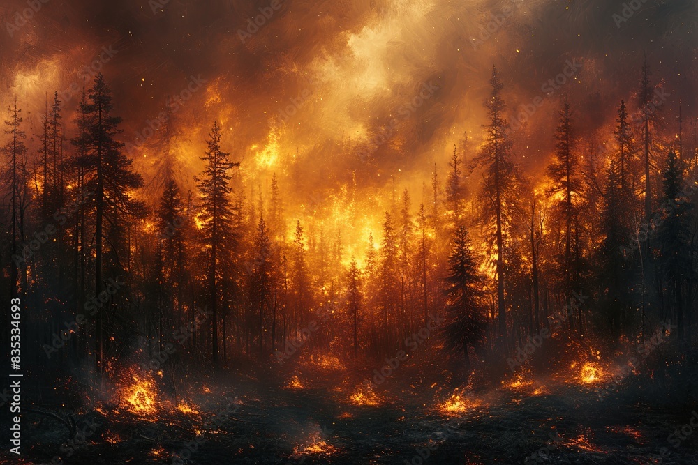 Forest fire has taken over the entire territory Forest fire has taken over the entire territory