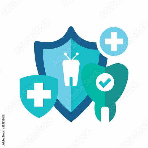 A strong Teeth logo vector art illustration, a Strong teeth with protection vector logo