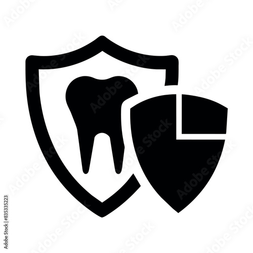 A strong Teeth logo vector art illustration, a Strong teeth with protection vector logo