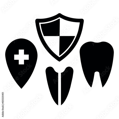 A strong Teeth logo vector art illustration, a Strong teeth with protection vector logo