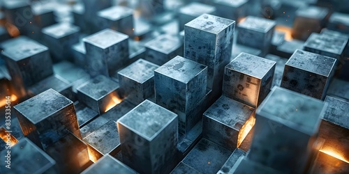 Metamorphosis of Cubes and Rectangles: Symbolizing Ongoing Transformation. Concept Transformation, Cubes, Rectangles, Metamorphosis, Symbolism