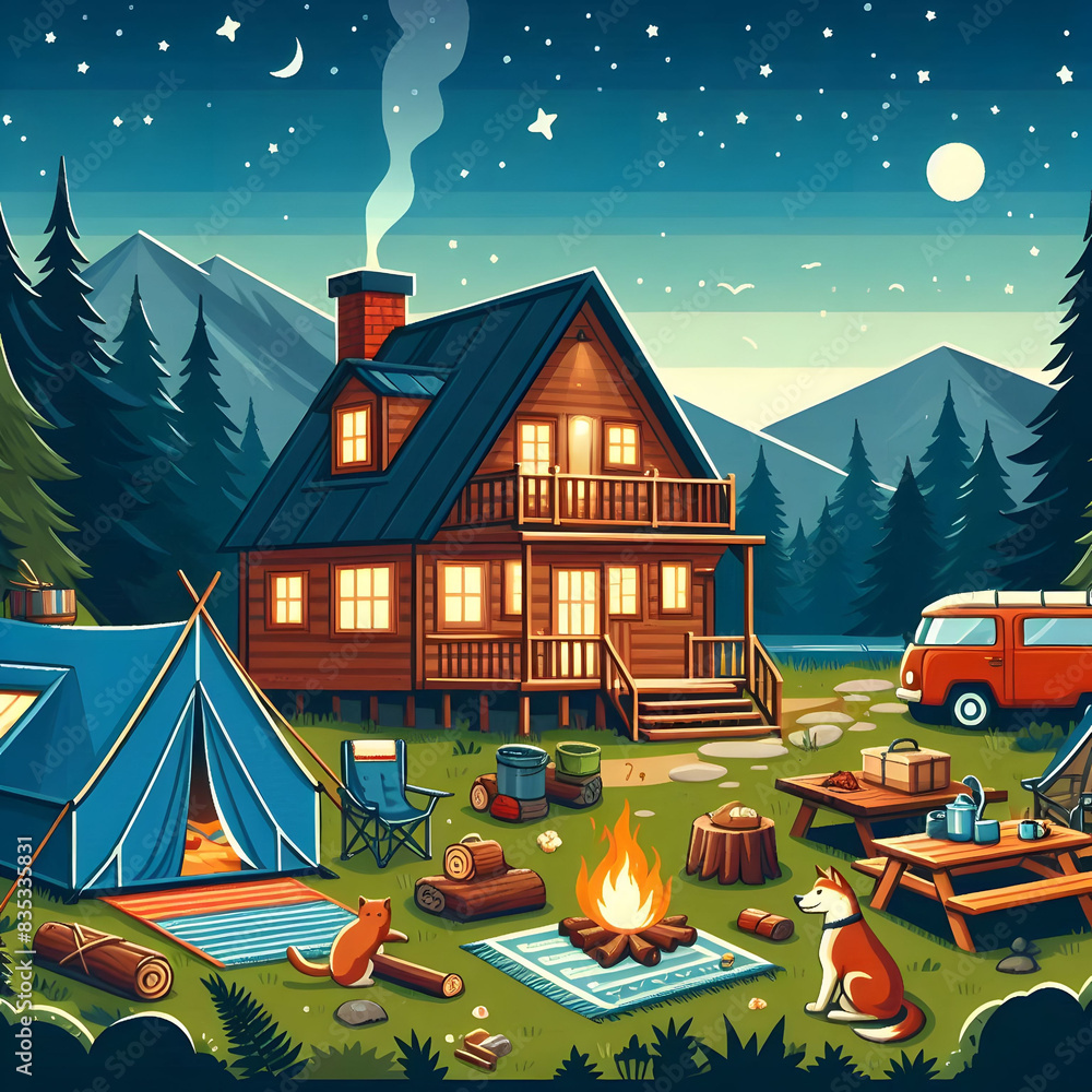 camping scenery - 캠핑 풍경. Generative AI camping scenery - 캠핑 풍경. Generative AI