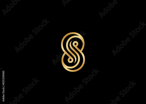 Initial Letter S with Infinity ,Number 8 vector logo design